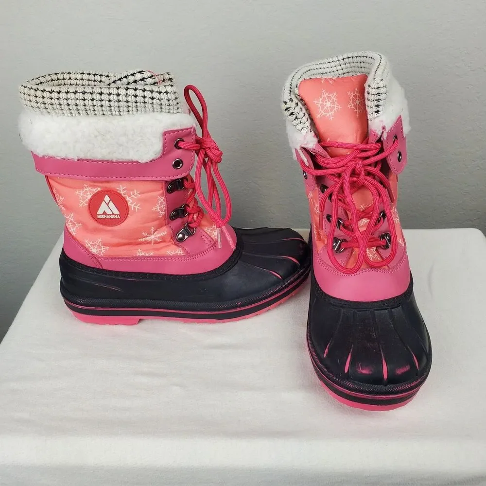 Michansha Girl's Size 3 Snow Boots Faux Fur